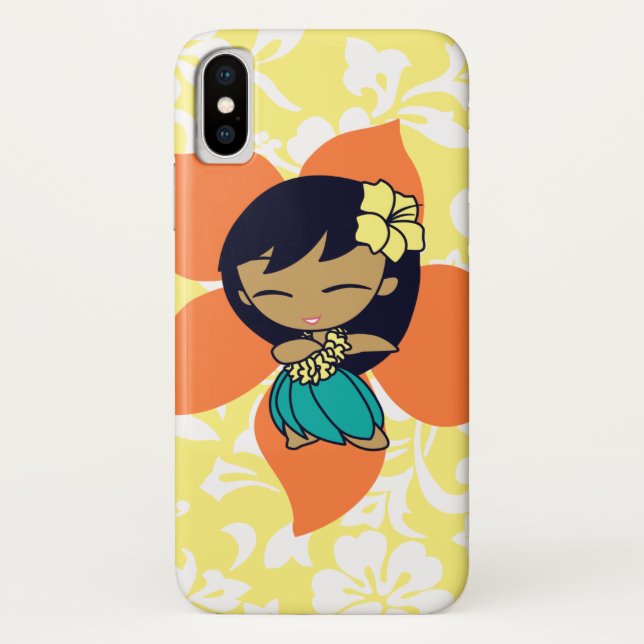 Aloha Honeys Hawaiian Yellow Pareau Hula Girl Case-Mate iPhone Case (Back)