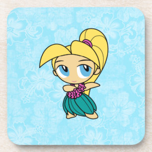 Aloha Honeys Hula Girl Hibiscus Coasters
