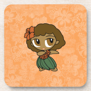 Aloha Honeys Hula Girl Hibiscus Coasters