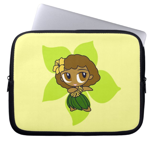 Aloha Honeys Hula Girl Hibiscus Neoprene Laptop Sleeve (Front)