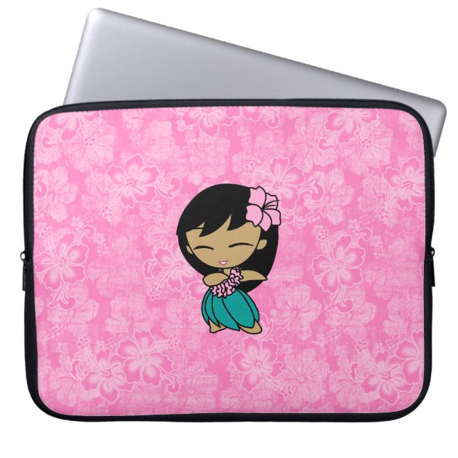 Aloha Honeys Hula Girl Hibiscus Neoprene Laptop Sleeve (Front)