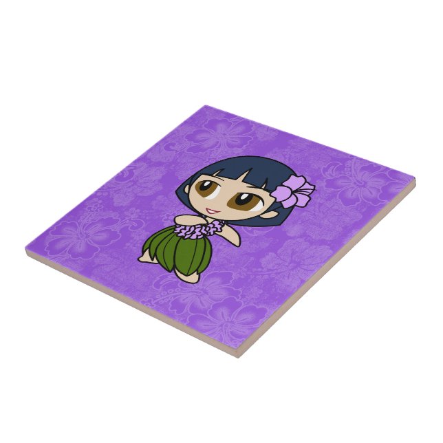 Aloha Honeys Hula Girl Hibiscus Tile Trivets (Side)