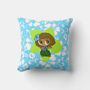 Aloha Honeys Hula Girl Reversible Square Pillows