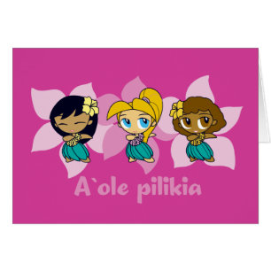 "Aloha Honeys " hula girls cards in Fuchsia