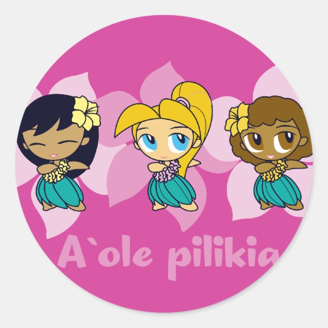 "Aloha Honeys " hula girls stickers in fuchsia (Front)