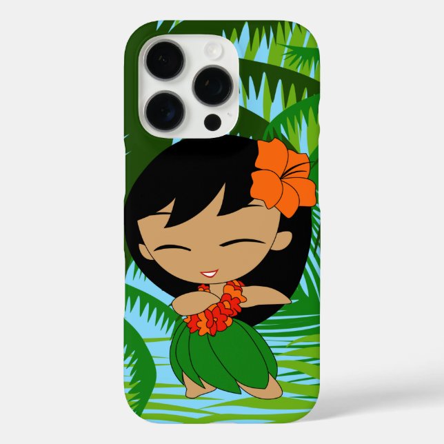 Aloha Honeys Palms Hawaiian Black Hair Hula Girl   Case-Mate iPhone Case (Back)