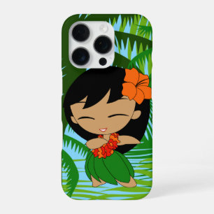 Aloha Honeys Palms Hawaiian Black Hair Hula Girl   iPhone 16 Pro Case