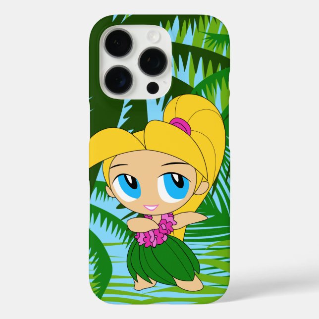 Aloha Honeys Palms Hawaiian Blonde Hair Hula Girl  Case-Mate iPhone Case (Back)