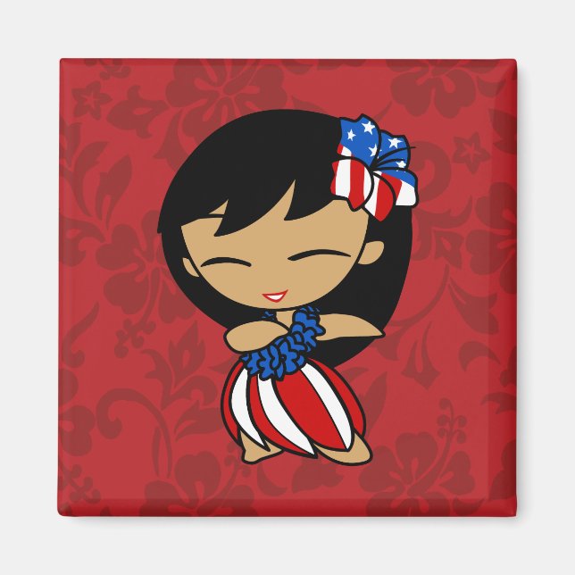 Aloha Honeys Patriotic Hula Girl Magnets (Front)