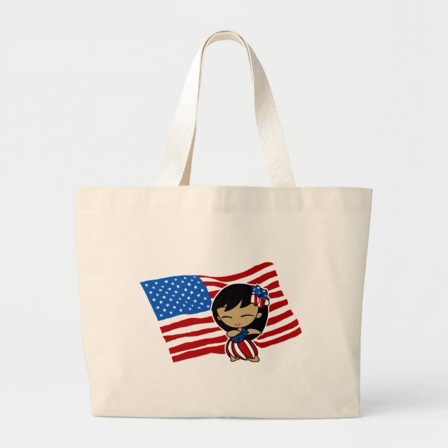 Aloha Honeys USA Flag Hula Girl Bags & Totes (Front)