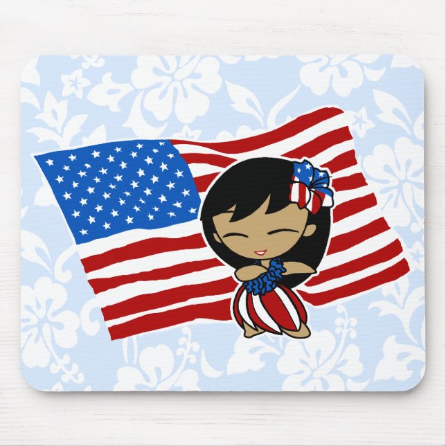 Aloha Honeys USA Flag Hula Girl Mousepads (Front)