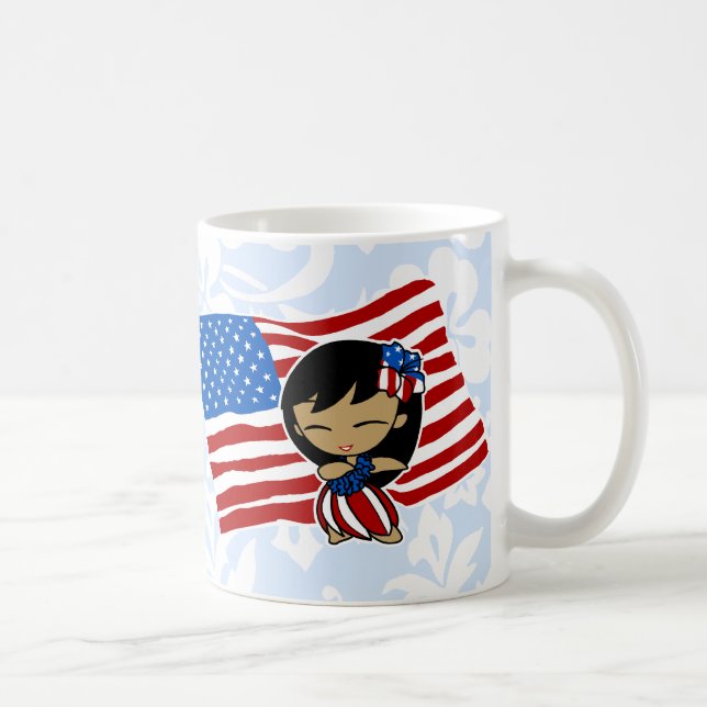 Aloha Honeys USA Flag Hula Girl Mugs (Right)