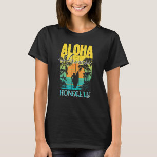 Aloha Honolulu Oahu Hawaii Surfer Sunset Waikiki B T-Shirt