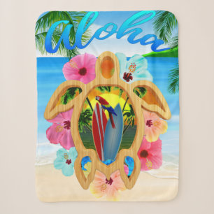 Aloha Honu Sea Turtle 2 Sherpa Blanket