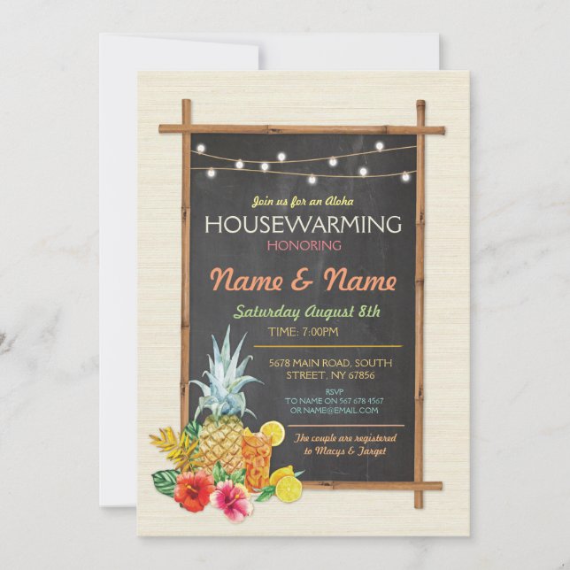 Aloha Housewarming Luau Tiki New Home Invite (Front)