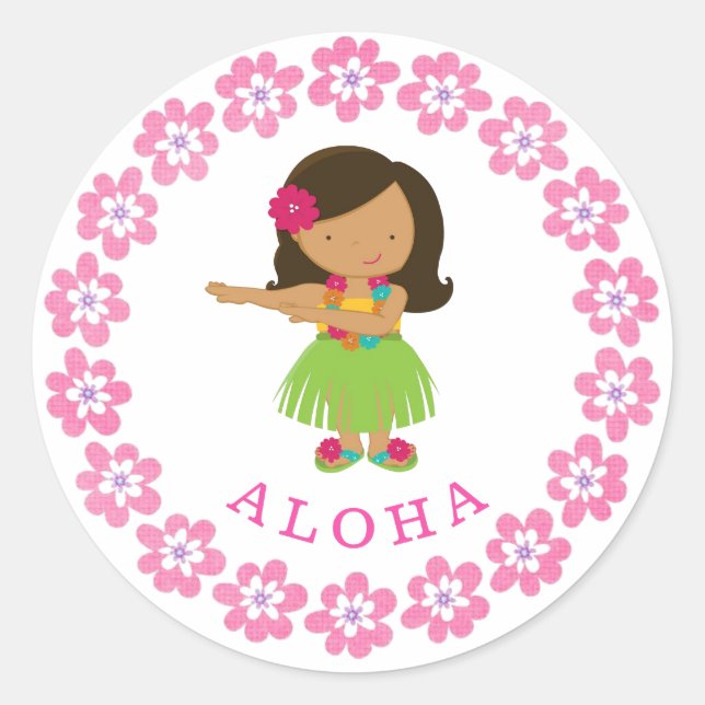 Aloha Hula Dancer Classic Round Sticker (Front)