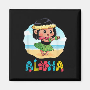 Aloha Hula Hawaiian Cute Girl Dancer Summer Beach  Magnet