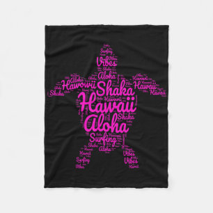 Aloha I Love Hawaii Sea Turtles Shaka Surfing Vibe Fleece Blanket