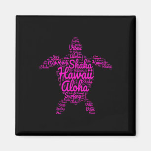 Aloha I Love Hawaii Sea Turtles Shaka Surfing Vibe Magnet