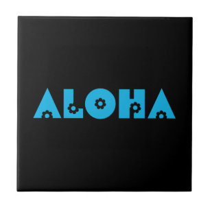Aloha in Blue Flowers Tile