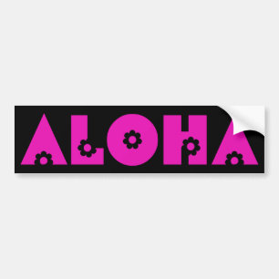 Aloha in Pink Flowers Bumper Sticker