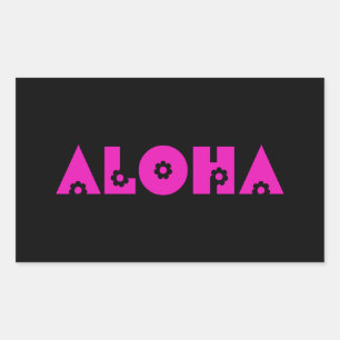 Aloha in Pink Flowers Rectangular Sticker