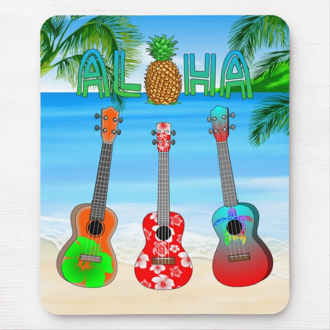 Aloha Island Ukuleles Mouse Pad (Front)