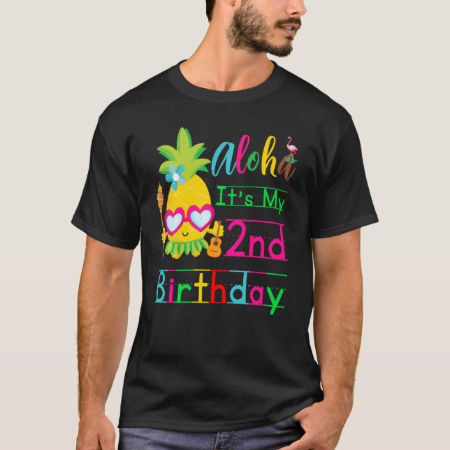 Aloha It S My 2nd Birthday Hawaii Second Girls Lua T-Shirt (Front)