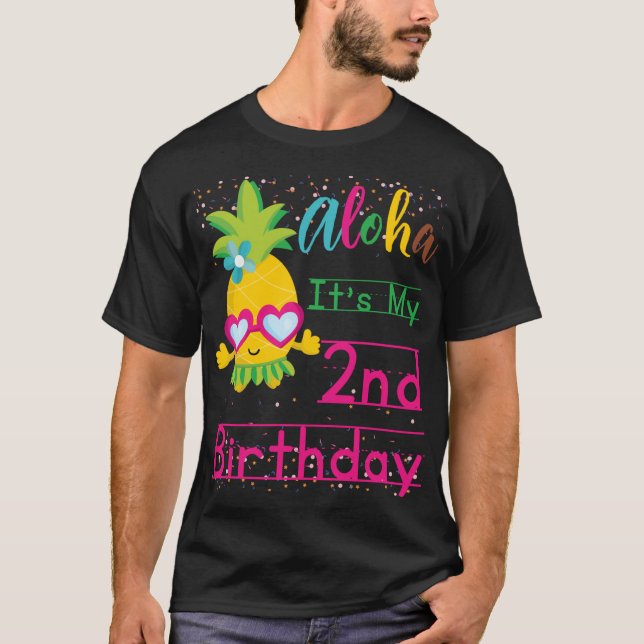 Aloha It's My 2nd Birthday Hawaii Sunglasses Fruit T-Shirt (Front)