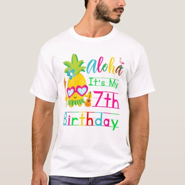 Aloha It's My 7Th Birthday Hawaii Second Girls Lua T-Shirt (Front)