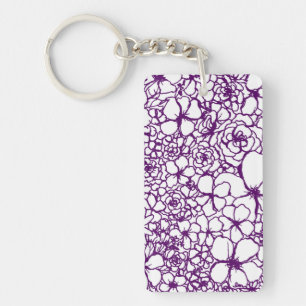 Aloha Keychain with Purple Mini Mosaic Flowers