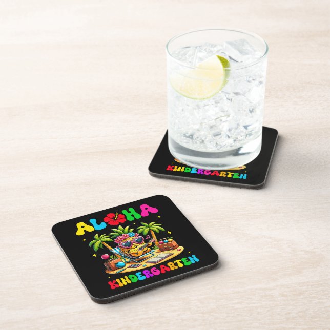 Aloha Kindergarten Pineapple Hawaii Back to School Coaster (Right Side)