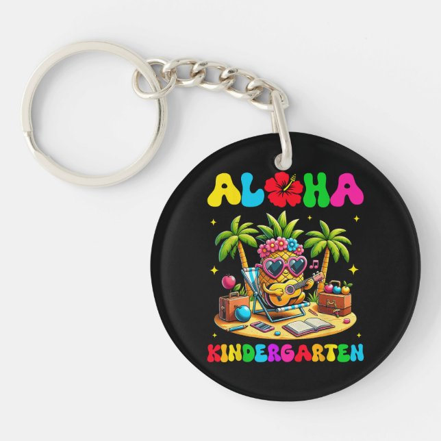 Aloha Kindergarten Pineapple Hawaii Back to School Key Ring (Front)
