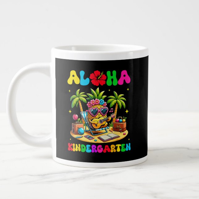 Aloha Kindergarten Pineapple Hawaii Back to School Large Coffee Mug (Left)