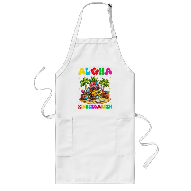Aloha Kindergarten Pineapple Hawaii Back to School Long Apron (Front)