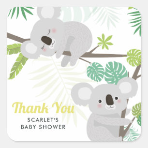 Aloha Koala Tropical Baby Shower Thank You Sticker