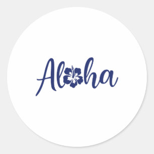 Aloha Lettering With A Hibiscus Flower Surfing Des Classic Round Sticker