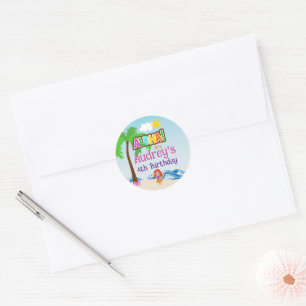 Aloha Luau Birthday Classic Round Sticker