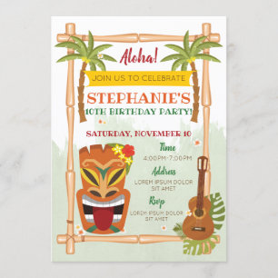 Aloha Luau Birthday Invitation