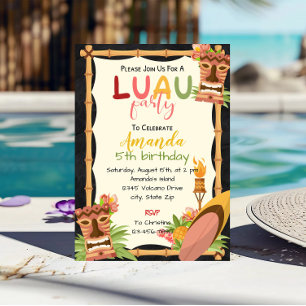 Aloha Luau Birthday Invitation 