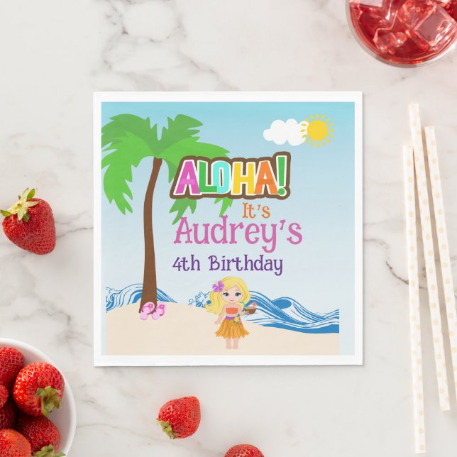 Aloha Luau Birthday Napkin (Insitu)