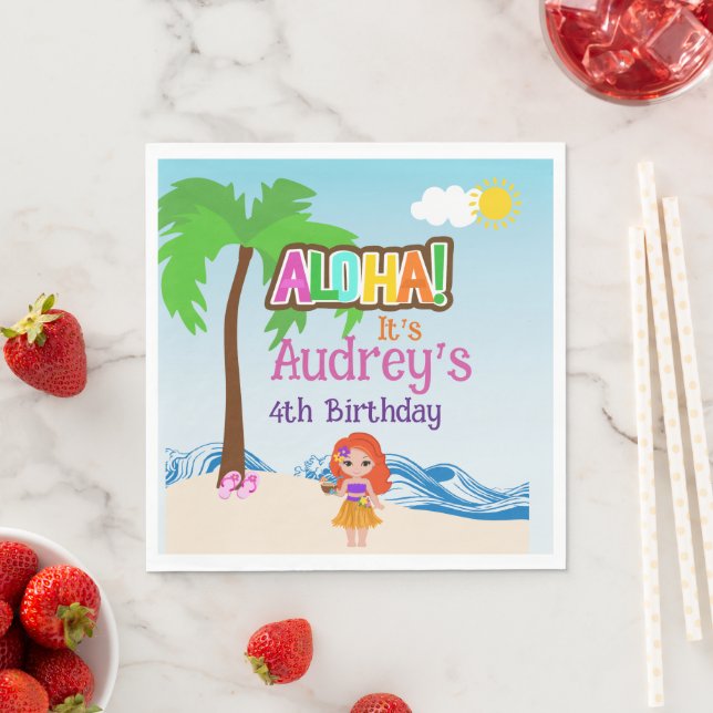 Aloha Luau Birthday Napkin (Insitu)