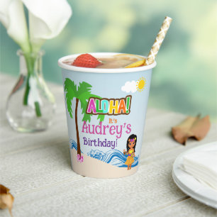 Aloha Luau Birthday Paper Cups