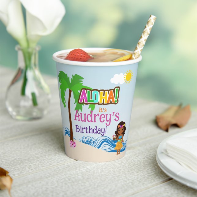 Aloha Luau Birthday Paper Cups (Insitu)