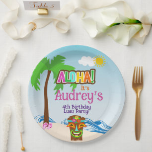 Aloha Luau Birthday Paper Plate