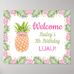 Aloha Luau Birthday Party Decor Pink Gold Welcome