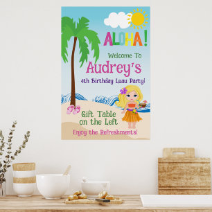 Aloha Luau Birthday Poster