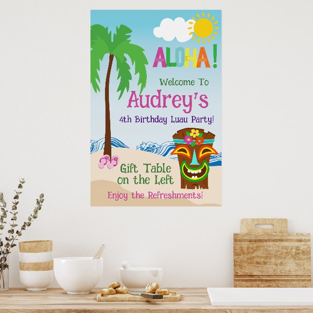 Aloha Luau Birthday Poster (Kitchen)