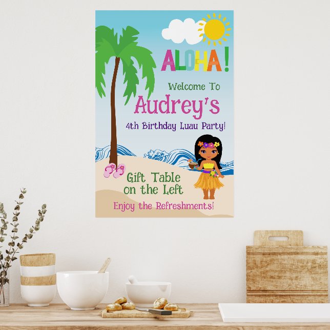 Aloha Luau Birthday  Poster (Kitchen)