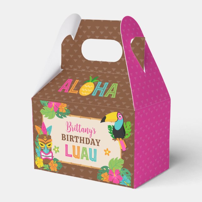 Aloha Luau Hawaiian Tropical Birthday Favour Box (Front Side)